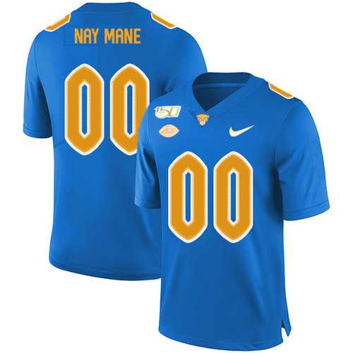 Men%27s Pittsburgh Panthers Customized Blue 150th Anniversary Patch Nike College Football Jersey